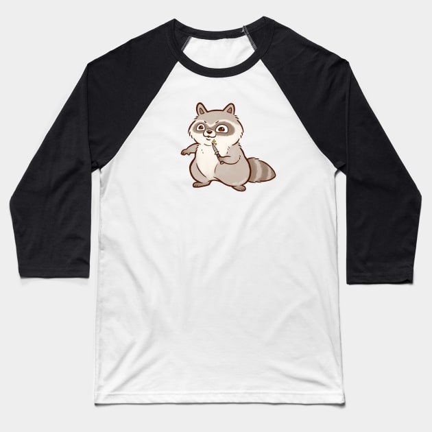 Switchblade Raccoon Baseball T-Shirt by iamlunasol